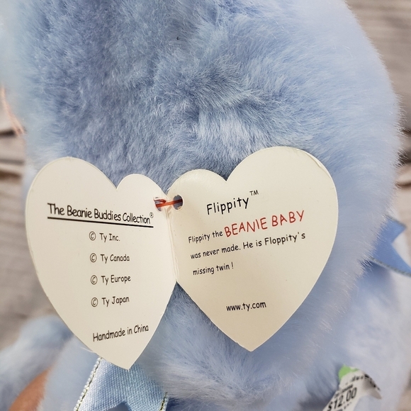 TY Beanie Buddies Flippity Baby Blue Bunny Rabbit Plush Stuffed Toy 14 Inch 1999 - Picture 9 of 13